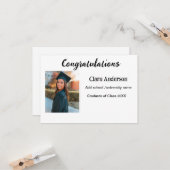 Carte photo classique QR blanc noir élég graduation (Devant/Arrière en situation)