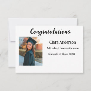 Carte photo classique QR blanc noir élég graduation