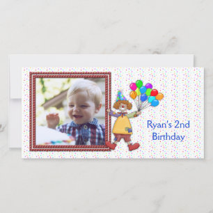 Carte photo Clown d'anniversaire