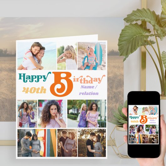 Carte Photo Collage 10 Nom de l'image et tout âge Annive