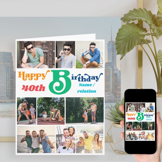 Carte Photo Collage 10 Nom de l'image et tout âge Annive