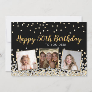 Carte Photo Collage Gold Silver Confetti 50e anniversair