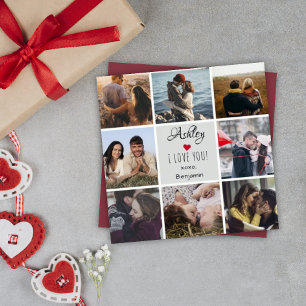 Carte Photo Collage ''I Love You'' Saint-Valentin