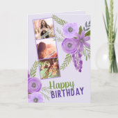 Carte Photo Collage "Joyeux Anniversaire" Violet violet (Devant)