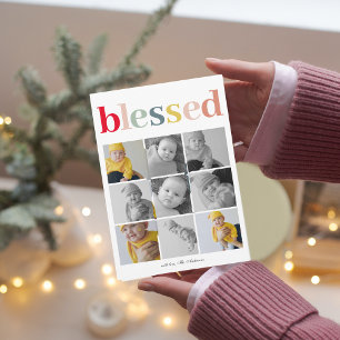 Carte Photo Collage   Joyeux Vacances coloré béni