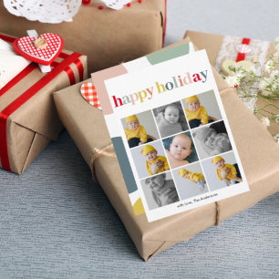 Carte Photo Collage moderne   Colorful Happy Holiday