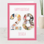 Carte Photo Collage Number 28 Pink 28e Birthday Card (Devant)