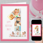 Carte Photo Collage Numéro 1 Premier anniversaire de la<br><div class="desc">Carte photo unique et personnalisé de 1er anniversaire pour une petite fille. Le modèle photo est mis en place pour vous d'ajouter vos photos préférées à ce collage photo numéro 1 plus une photo spéciale à l'intérieur. Vous pouvez également ajouter son nom à l'avant et customiser le message d'anniversaire à...</div>