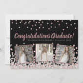 Carte Photo Collage Rose Gold Silver Graduation (Devant)