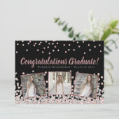 Carte Photo Collage Rose Gold Silver Graduation (Debout devant)