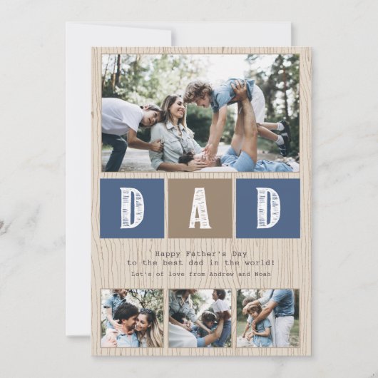 Carte Photo Collage Rustique Bois Fête des pères Motif (Devant)