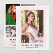 Carte photo Comp Acteur de modèle en aquarelle ros (Devant / Derrière)