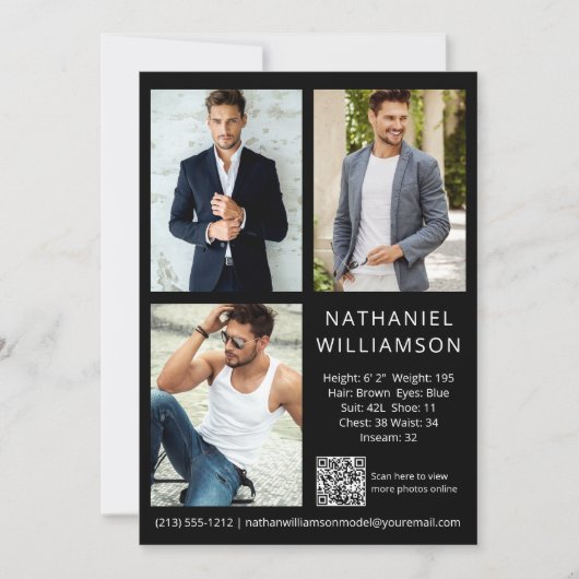 Carte photo Comp Moderne Pro Model Actor QR Code 3 (Devant)