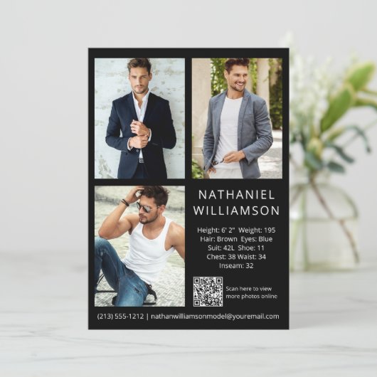 Carte photo Comp Moderne Pro Model Actor QR Code 3 (Debout devant)