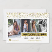 Carte photo Comp Parties scintillant blanche et or (Devant)