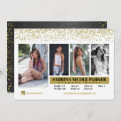 Carte photo Comp Parties scintillant blanche et or (Devant / Derrière)