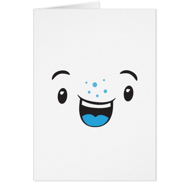 Carte photo couleur bleu souriant Kawaii (Devant)
