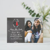 Carte photo crânes gothiques 'Save The Date' (Debout devant)