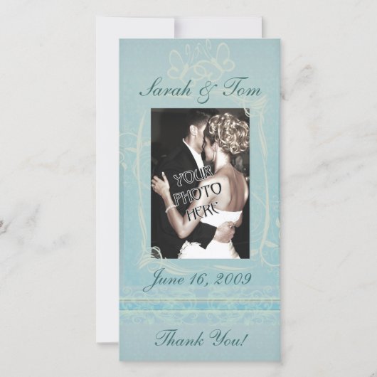 Carte photo Customisé Merci bleu (Devant)