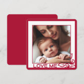 Carte Photo customisée Red Floral Love Me Flat Card (Devant / Derrière)