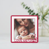 Carte Photo customisée Red Floral Love Me Flat Card (Debout devant)