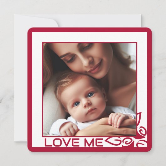 Carte Photo customisée Red Floral Love Me Flat Card (Devant)