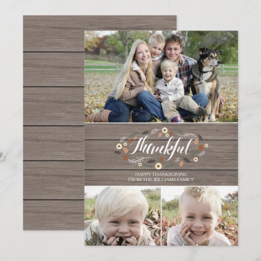 Carte photo d'action de grâces rustique (Devant / Derrière)
