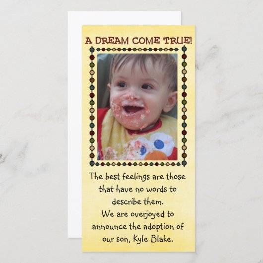 carte photo d'adoption (Devant / Derrière)