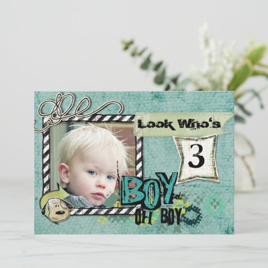 Carte photo d'anniversaire (Debout devant)