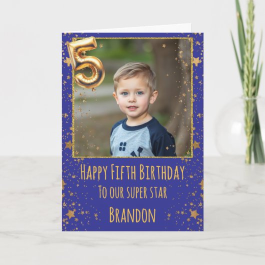Carte photo d'anniversaire 5 ans (Devant)