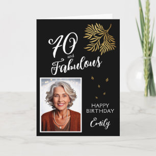 Carte photo d'anniversaire 70 ans et feuillage fab