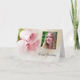 Carte photo d'anniversaire avec rose