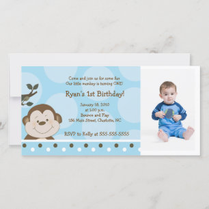 Carte photo d'anniversaire Bambino Monkey 8x4