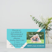 Carte photo d'anniversaire bleu moderne (Debout devant)