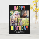 Carte Photo d'anniversaire colorée personnalisée (Fleur jaune)