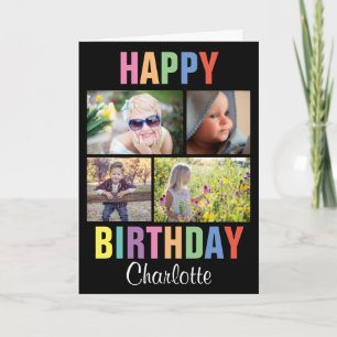 Carte Photo d'anniversaire colorée personnalisée