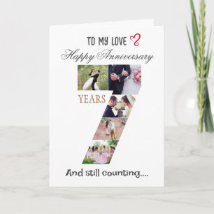 carte photo d'anniversaire de 7 ans pour Mariage