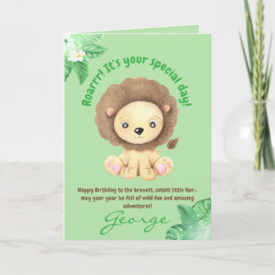 Carte Photo d'anniversaire de lion mignon animaux de jun