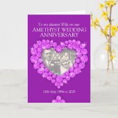 Carte photo d'anniversaire de mariage améthyste po (Fleur jaune)