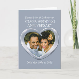 Carte photo d'anniversaire de mariage argenté pour