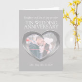 Carte photo d'anniversaire de mariage en étain 10  (Fleur jaune)