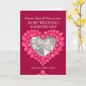 Carte photo d'anniversaire de mariage rubis pour p (Fleur jaune)