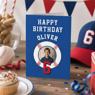 Carte Photo d'anniversaire d'enfants avec balle de baseb