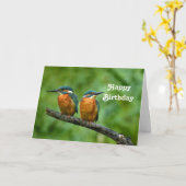 Carte Photo d'anniversaire du martin pêcheur (Fleur jaune)