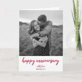 Carte Photo d'anniversaire moderne | Style rouge minimal (Devant)