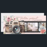 Carte photo d'anniversaire négatif du film<br><div class="desc">Cette carte d'Anniversaire comporte une bande négative film que vous pouvez ajouter 2 photos. Il y a un appareil photo vintage sur le devant avec la phrase "vous souhaitant une photo parfaite anniversaire" et un endroit pour ajouter un nom sur le dos.</div>