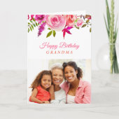 Carte photo d'anniversaire rose pour grand-mère (Devant)