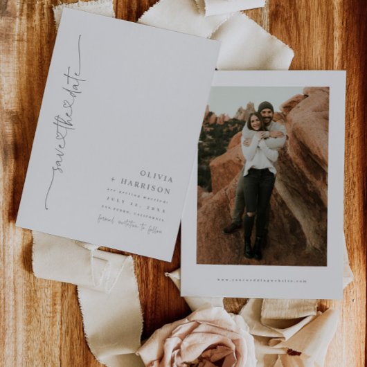 Carte photo d'annonce de sauvegarde de date de cœu