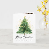 Carte Photo d'arbre de Noël Watercolor (Fleur jaune)