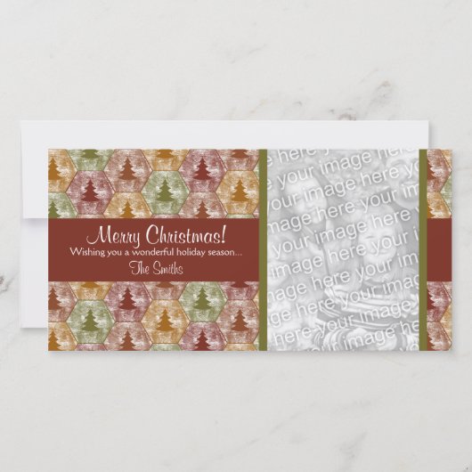 Carte photo d'arbres de Joyeux Noël en rouge et le (Devant)